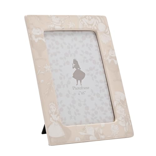 Disney - Alice Nel Paese Delle Meraviglie - Cornice Portafoto In Ceramica Smaltata Da 10 X 15 Cm - Alice, Stregatto, Cappellaio Matto, Tweedle Dum & D