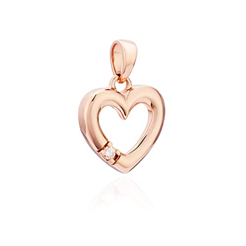 Pendentif cœur or rose 585 diamant brillant amullett 12x11mm NKlaus 11474