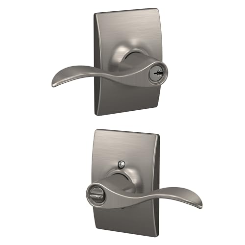 Image of SCHLAGE Accent Lever with Century Trim Keyed Entry Lock in Satin Nickel - F51A ACC 619 CEN