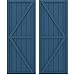 Ekena Millwork ARW102BF621X78HBH Americraft Six Exterior Real Wood Two Equal Panel Framed Board-n-Batten Shutters w/Double Z-Bar (Per Pair), 21"W x 78"H, Sojourn Blue