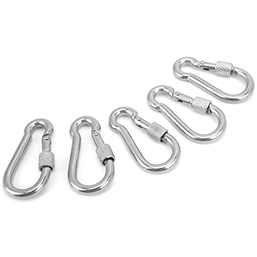Stainless Steel Spring Hook, Easy to Install Carabiner Link Buckle 50MM for Camping for Fishing