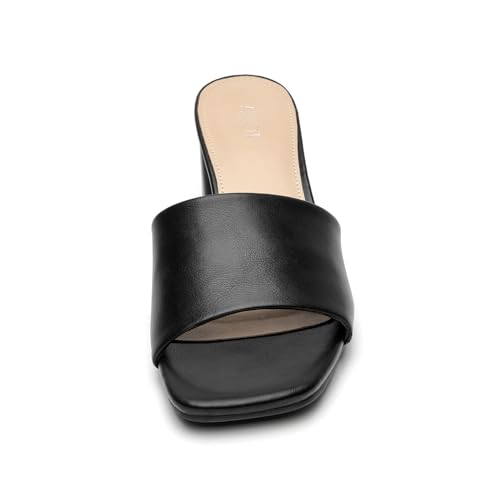 ALLOT Women's Square Toe Heeled Sandals Low Chunky Heel Comfortable Dress Heels Slip on Casual Pumps Shoes4