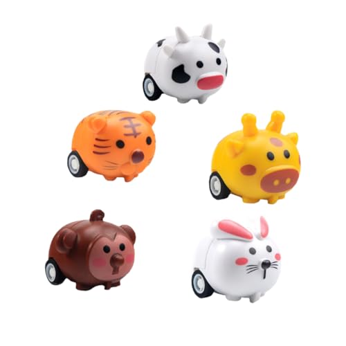 OFFSCH 5 Piezas Coches de Juguete para Bebés con Forma de Animales Vehículos de Fricción sin Batería Diseño Adorable para Desarrollo Motriz y Cognitivo Regalo para Niñas Pequeños