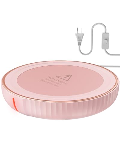 HouseGem Large Candle Warmer Plate - Coffee Cup Mug Warmer for Desk, Candle Melter, Electric Mug Heater for Beverages, Milk & Tea, Coffee Accessories Ideal Gifts Keep Cup Warm (Pink)