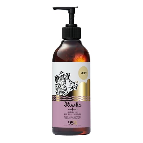 YOPE - Gel douche naturel prune et safran - Nettoyage et soin doux - Hydratant pour les peaux sèches - Testé dermatologiquement sans cruauté envers les animaux - 400 ml