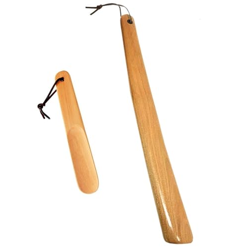 Milai 2-pack Schuhanzieher - Holz Schuhanzieher Schuhlöffel mit hängendem Seil Holz Schuhlöffel Buche Schuhanzieher shoe horn für Mann Frauen Kinder Senioren(Kräftiges Holz)