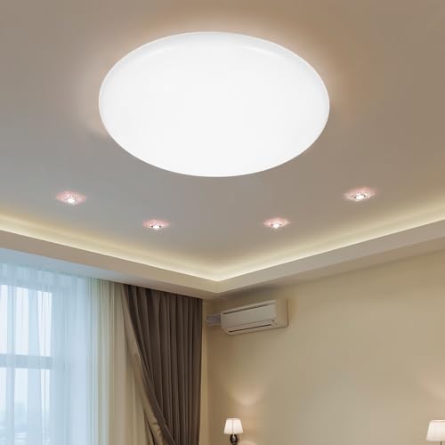 Image of Toddmomy Flush Mount Ceiling Light Covers Plastic Round Lamp Shade Wall Sconce Chandelier Lamps Replacement Dustcovers (13.36X13.36X2.16in)