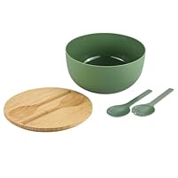 Kesper - Salatschüssel-Set, inkl. Salatbesteck, Material: Kunststoff (PP), Bambus, Maße: D 24 x H 13 cm, Farbe: Grün, Braun - 58471
