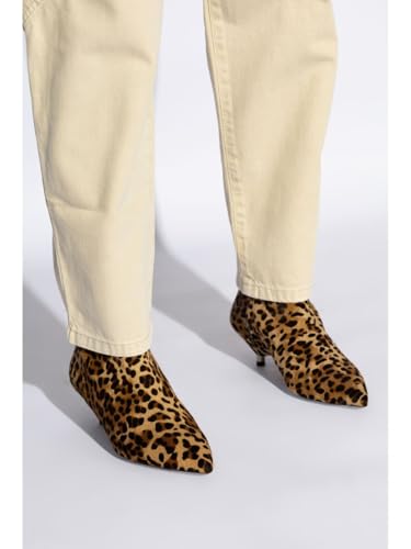 Image of LOCERICH Womens Ankle Boots Suede Kitten Heel Low Heel Short Boots for Women Dressy Pointed Toe Leopard Boots