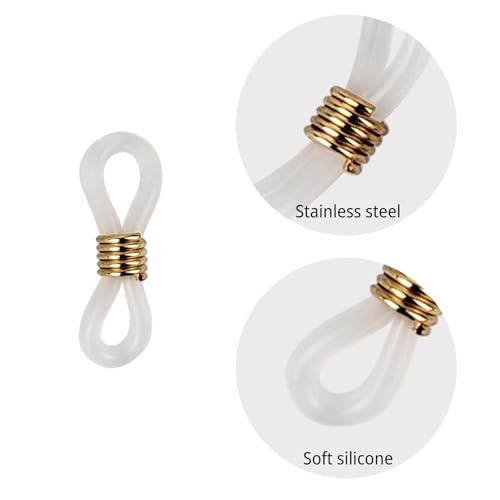 Image of 20 Pcs Eyeglass Chain Ends Anti Slip Silicone Connector, Adjustable Rubber Spectacle End Connectors for Eyeglasses