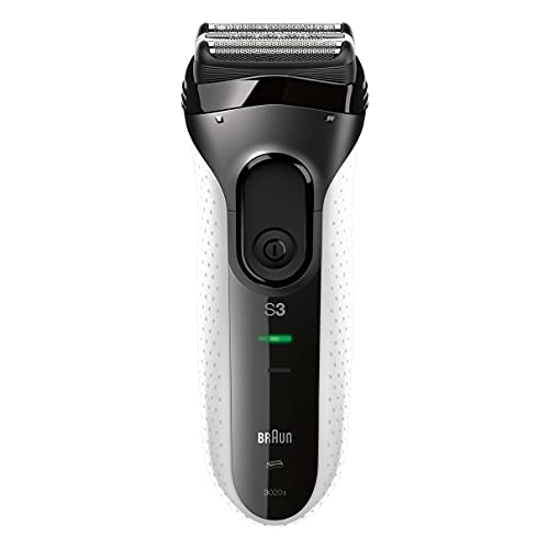 Braun Afeitadora ProSkin 3020s Series 3 con tapa de protección, color blanco, tecnología MicroComb, sistema de corte de triple acción, 2 SensoFoil, precisión incorporada