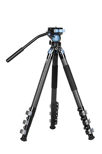 SIRUI Tripod for Camera, Lanscape Carbon Fiber Tripod with Fluid Video Head, Compact Travel Tripod with Quick Release Plate, Flip Lock, Max Load 18kg, L-324F+VA-5X