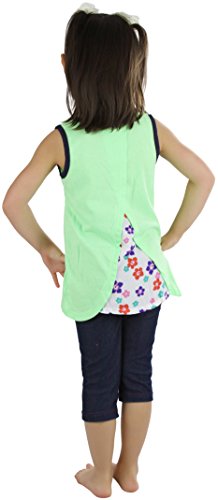 Image of ToBeInStyle Girl's Adorable Flower Print Tank Top w /Back Lace Design