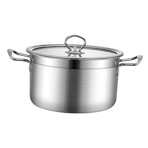 Gatuida Cacerola Inoxidable con Doble Asa Olla para Sopa de Cocina Resistente Calentamiento Rápido para Inducción y Uso Prolongado