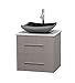 Centra 24" Single Vanity in Grey Oak, White Man-Made Stone Top, Altair Black Granite Sink, No Mirror