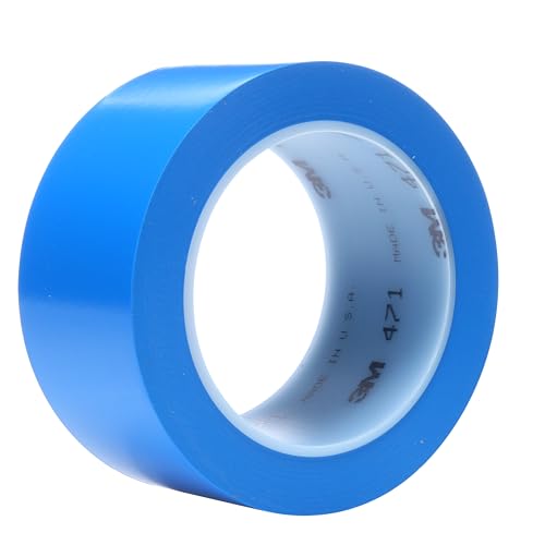Image of 3M Vinyl Tape 471, Blue, 2 in x 36 yd, 5.2 mil, 1 Roll, Individually Wrapped Conveniently Packaged
