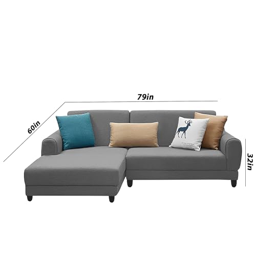 Image of Kraven LHS 4 Seater L Shape Sofa Set for Living Room (Dark Grey Fabric) Premium Fabric Sofa