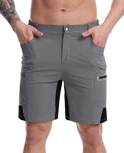 Surenow Men's Hiking Cargo Shorts Lightweight Quick-Dry Shorts Summer Outdoor Fishing Shorts Camping Travel Shorts For Men Grey #TOP5