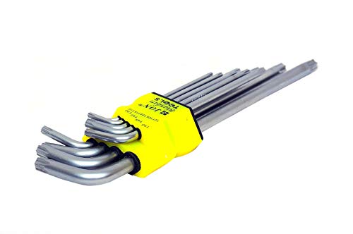 Image of Jon Bhandari Tools Torx Allen Key Set (T10-T50) | 9pc Long Arm Star Hex Key Wrench Set | Chrome Vanadium Steel | L-Shaped Torx Spanner Tool Kit for Bike, Car, DIY & Garage Use