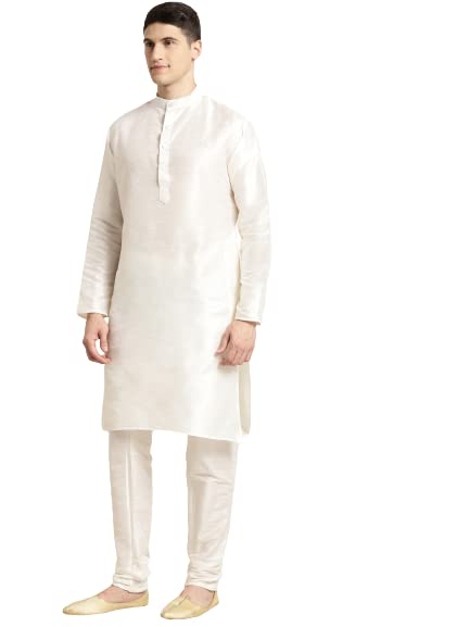 Image of SOJANYA (Since 1958, Men's Silk Blend Grey Kurta Pyjama & Silk Blend Jacket Combo