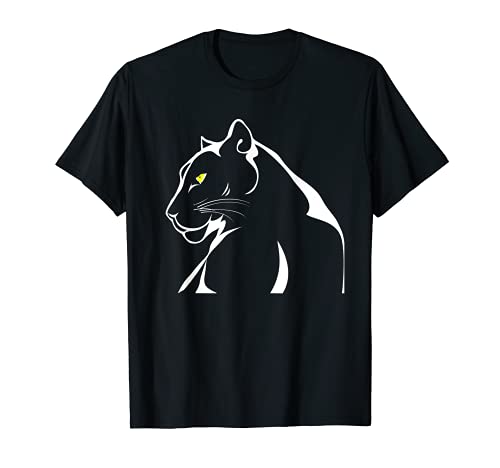 Vintage Panther Big Strong Angry Cat Yellow Eyes T-Shirt, Black