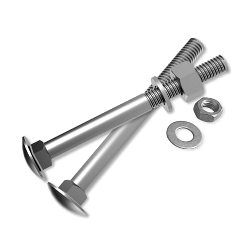 Image of 7 /16 inch x 5 inch (8 pcs) Galvanized Carriage Bolt Kit, Includes 7 /16 inch M12 Nuts and 7 /16 inch M12 Flat Washers, Hot Dip Galvanized Q235 Steel for Exterior Use, Ideal for Dock Maintenance