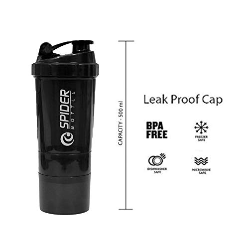 Image of Protein Shaker Bottle / 100% Leakproof Guarantee Sipper Bottle Ideal for Protein Shaker Bottle / 500ml with 2 Storage Compartment Cup for Gym, Yoga, Hiking, Cycling, BPA Free Material.(Green)