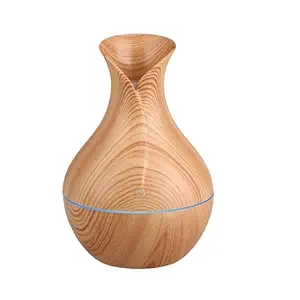 Holyzon Wooden Vase Pot Aroma Diffuser Cool Mist Humidifier (200 ML, Light Brown)