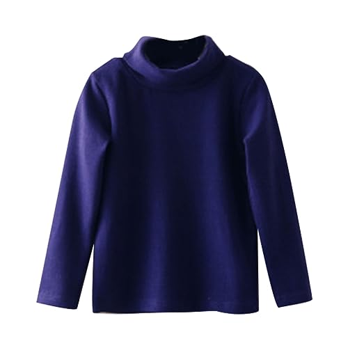 Kids Lined Pullover Sweater Thick Warm Turtleneck Long Sleeve Tops Boys Girls Plain Soft Stretchy Cotton Sweater Clothes