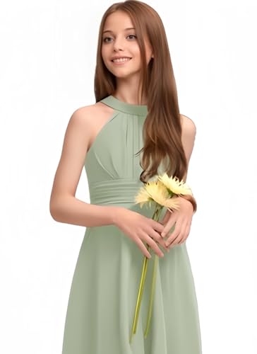 Chiffon Junior Bridesmaid Dresses Pleated Flower Girl Dress High-Low Evening Formal Party Gown for Wedding2