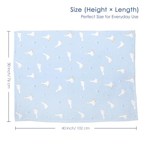 Image of SANDJEST Little Goose Minky Muslin & Dotted Blanket 30x40 in Gift for Holiday, Gender Reveal Party, Hospital Visit, Baptism