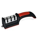 Kitchen Knife Sharpener 3-Stage Manual Sharpener for Knives & Scissors – Safe Ergonomic Design, Stainless Abrasives for Everyday Cooking
