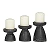 Deco 79 Wood Decorative Candle Holder Candle Stand Set of 3 Candlestick Holder 6 5 4H Black