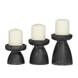 Deco 79 Wood Decorative Candle Holder Candle Stand Set of 3 Candlestick Holder 6 5 4H Black