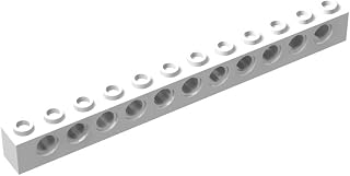 10 Piece Brick 1 x 12 with Holes, White, Compatible with Lego Parts and Pieces