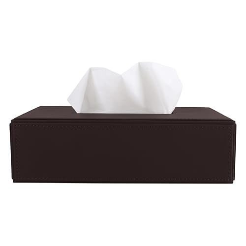 Image of V-CUBE DESIGNS Premium Vegan Leather Tissue Box Holder | Paper Napkin Holder | Sturdy Tissue Case /Cover /Dispenser /Organizer for Home /Bathroom /Office /Table /Desk /Car | Brown
