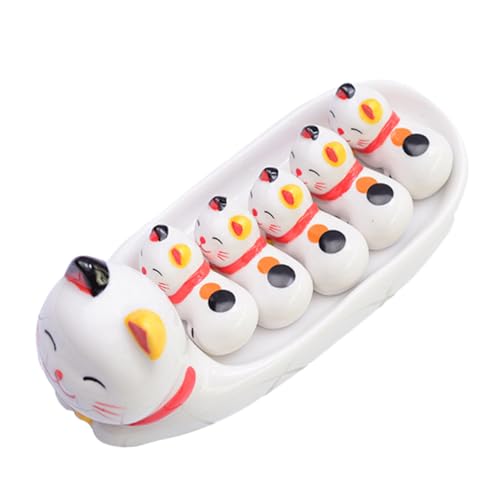 HAKIDZEL 陶器製猫用箸置きセット 多目的ラック 磁器製 セラミックデザイン 家庭用収納 お洒落なインテリア 食卓用 1set