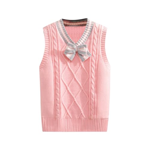 Boys Sweater Vest 100% Cotton Kids Uniform Vests Girls V Neck Sweaters Sleeveless Knit Pullover