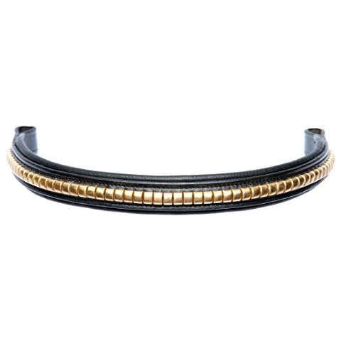Cwell Equine Browband Brass Clincher hand made Black/Brown (COB 15", BROWN) Cover