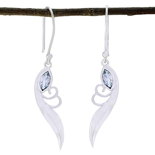 Boucle d'oreille en argent sterling et topaze bleue d'une pureté rare
