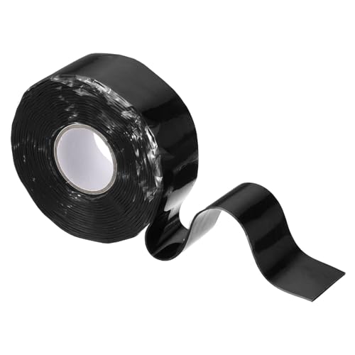 Image of uxcell Self Fusing Silicone Tape, 1 inch x 10ft Waterproof Water Leak Sealing Tape for Plumbing Pipe Hose Repair Handles, Black (0.5mm Thick)
