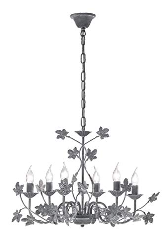 Preisvergleich Produktbild Honsel Leuchten Krone, Metall, E14, 30 W, betonfarbig / grau, 68 x 68 x 48 cm