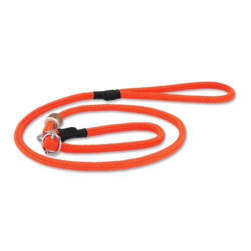 Moxonleine Melrose | Hochwertige und robuste Retrieverleine & Agilityleine | 2-in-1 Hundeleine | Halsband & Leine in einem mit Zugstopp | Länge: 130 cm x 8 mm (orange)