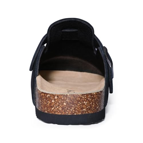 Image of ODOLY Genuine Suede Clogs for Women Men Soft Cork Footbed Leather Mules Comfort Potato Shoes with Arch Support