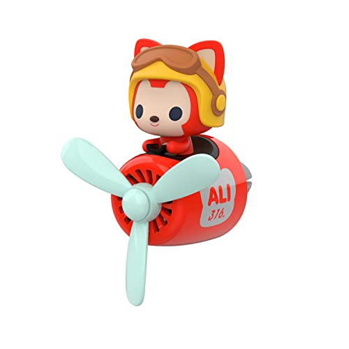 Image of Car fragrance diffuser pilot car air outlet fragrance diffuser cartoon rotating fan leaf car perfume cute cartoon shape car perfume air freshener with 2 fragrances (fox) 1.0 Count