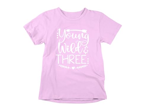 Young Wild and Three - Toddler Clothes - 3 Years Old Birthday Tshirt Funny Outfit Cute Kid Shirt