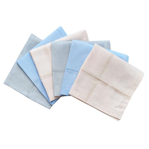 Image of Premium 100% Cotton Handkerchiefs for Men, 48 x 48 cm, Large Size Rumal Napkins, White & Multicolor Stripes