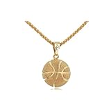 Tenghong2021 Basketball Hoop Necklace - 14k Gold Pendant, Single Golden Hiphop Rhinestone Sports Chain