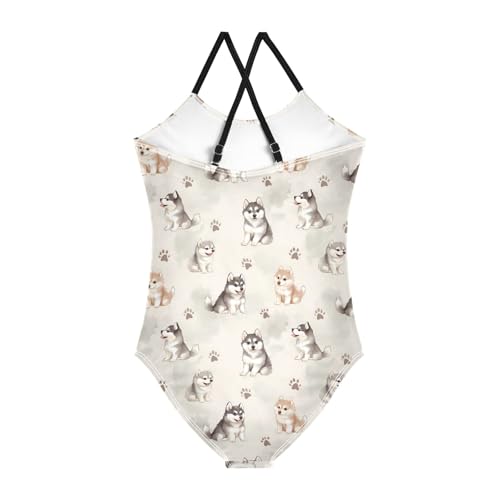 senya Girls Swimsuits One-Piece Swimwear Tie Bathing Suit Beach Summer Round Neck 5-6T Husky Pattern2