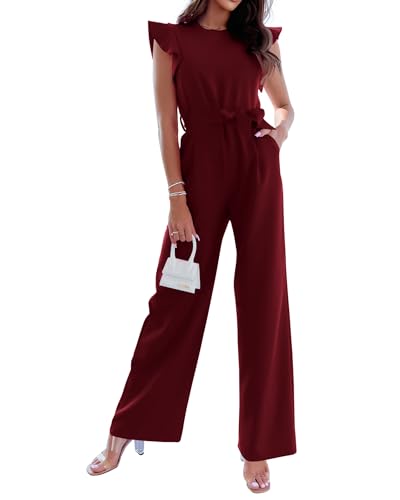 BTFBM Jumpsuit Damen Elegant Lang Overall Kurzarm Einteiler...